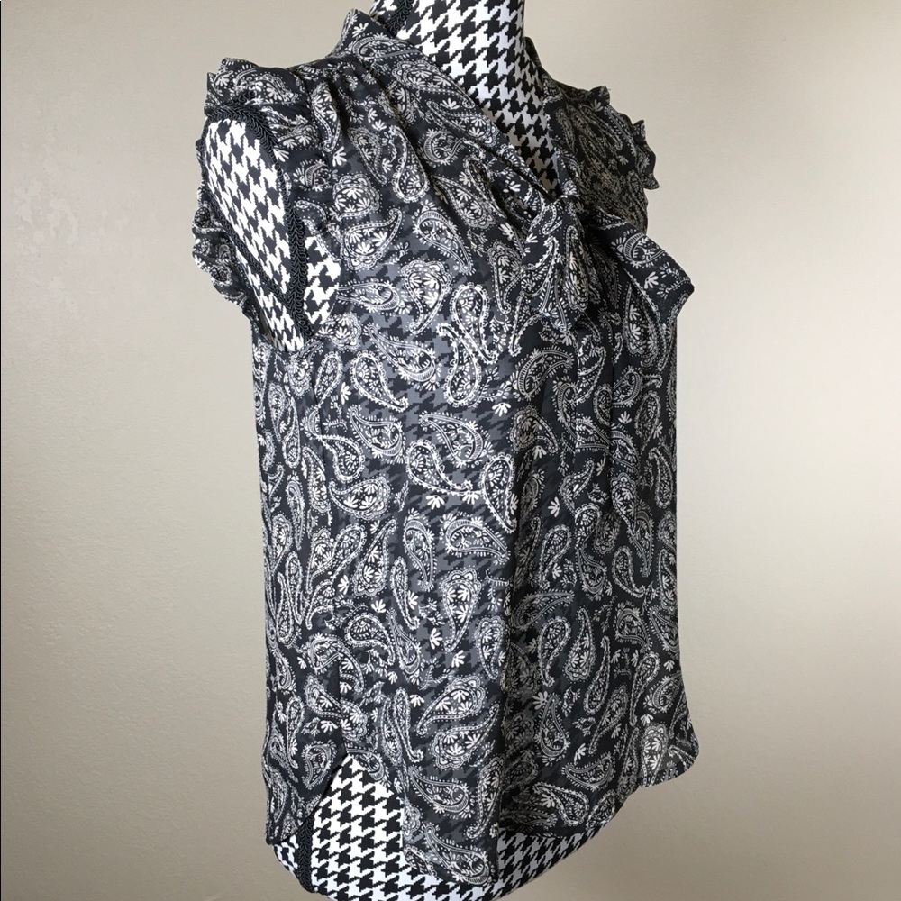 NWOT Sheer Paisley Blouse w/ Tie Front